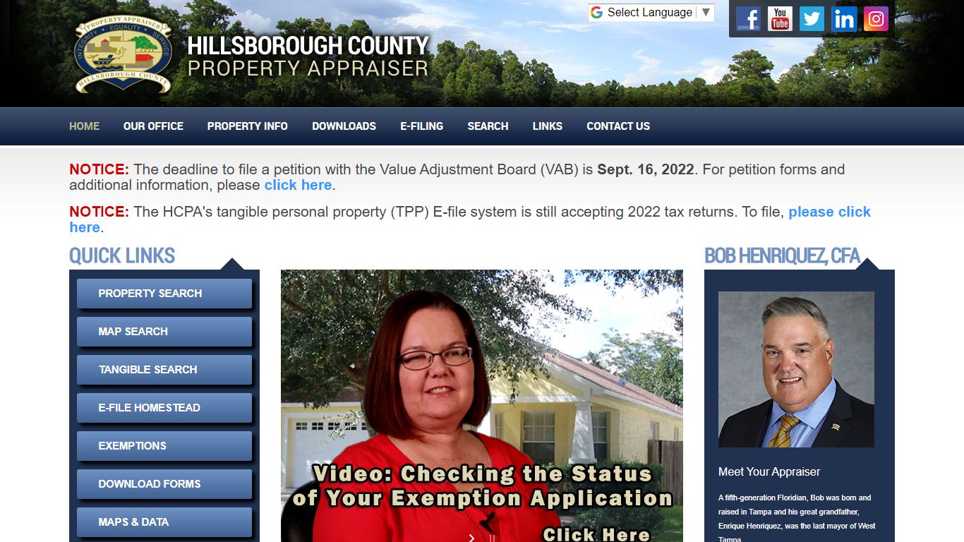 Hillsborough County Property Appraiser > Home - HCPAFL