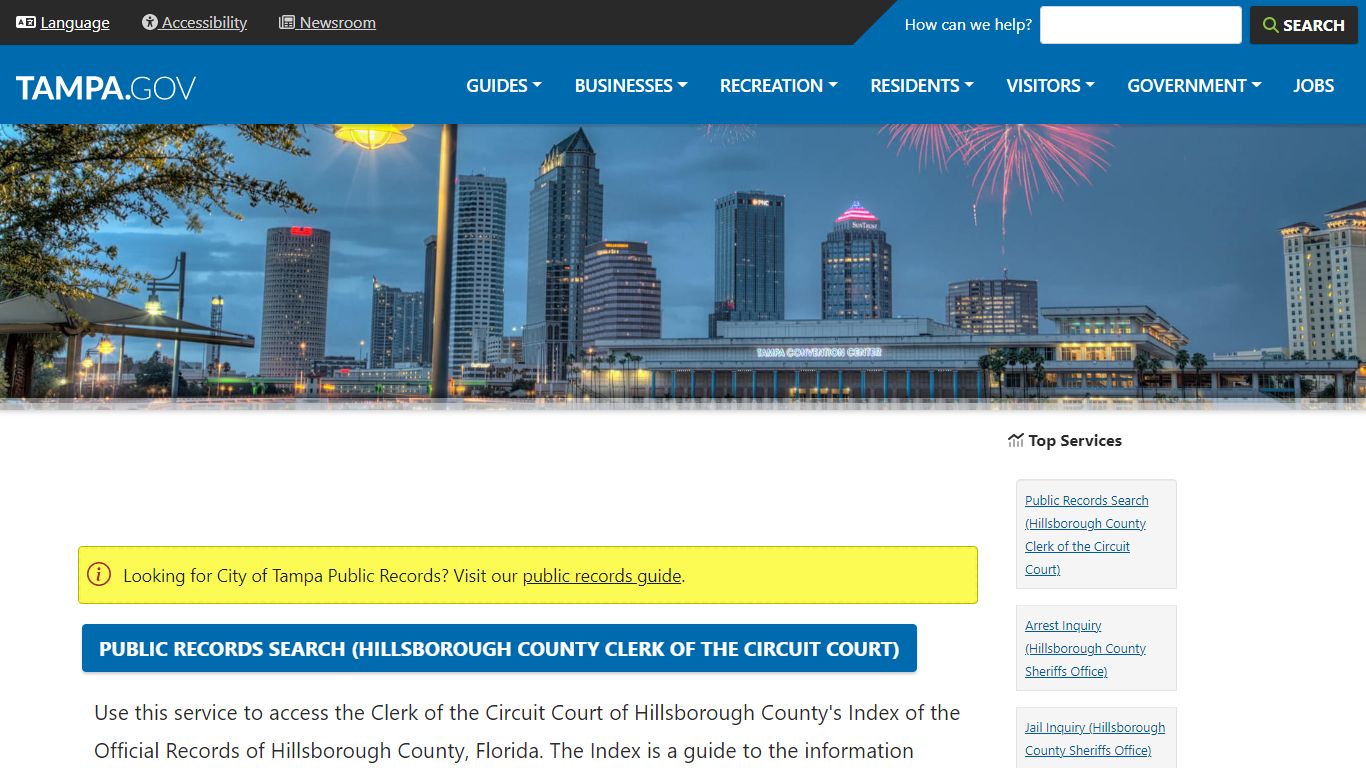 Public Records Search (Hillsborough County Clerk of the ... - City of Tampa