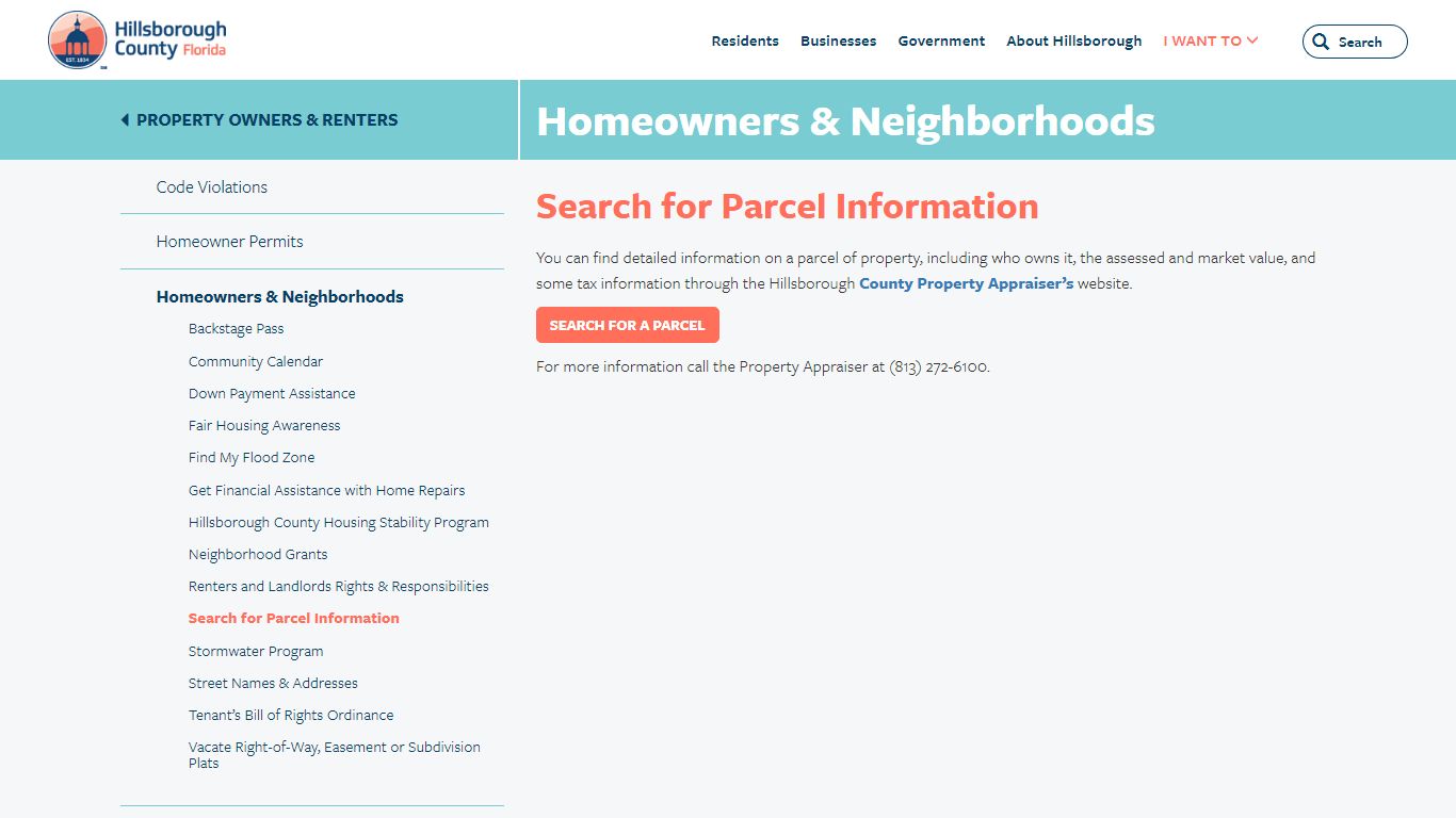 Hillsborough County - Search for Parcel Information